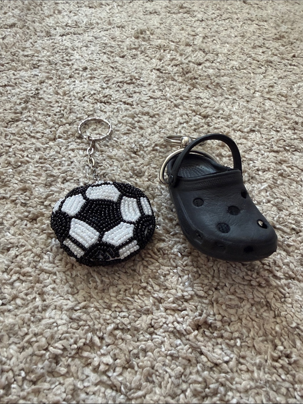 Beaded Soccer Ball Keychain with Mini Black Croc Charm